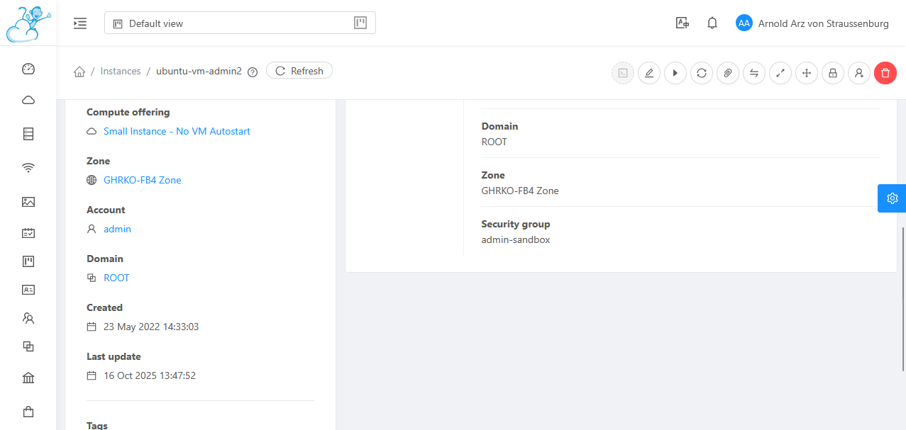 Kontodetails eines Accounts