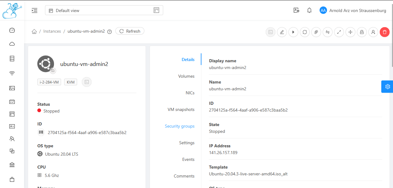 Security Groups auswählen